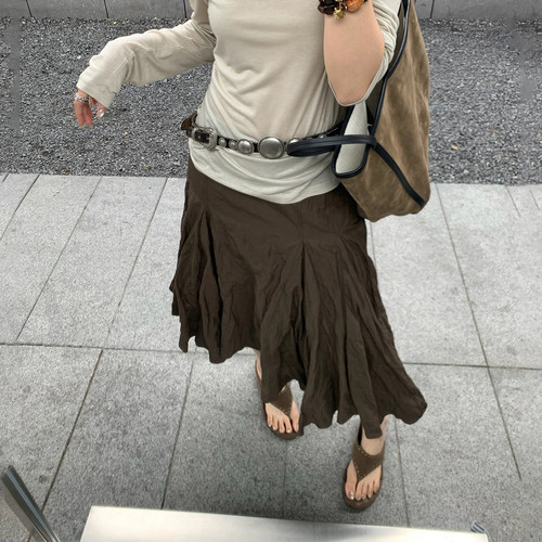 【ICE DUST】hug 2026早春新款褶皱感半身裙icedust