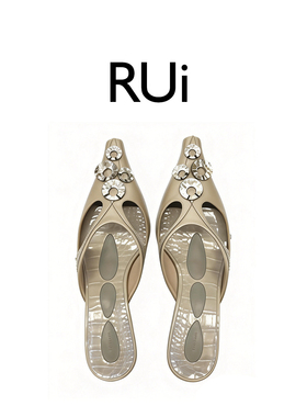 【RUI】hug 2026早春新款尖头贝壳扣小猫跟拖鞋