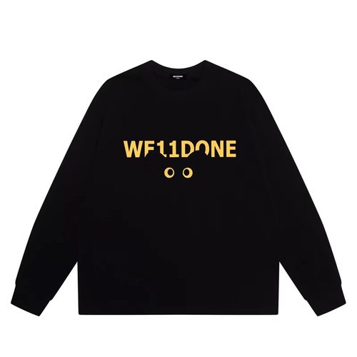 WE11DONE CDG*25AW小众潮牌卡通猫咪印花高街纯棉圆领长袖T恤男女
