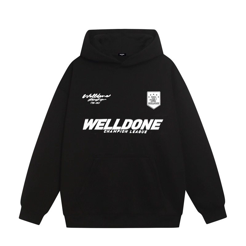 WE11DONE CDG*25AW小众潮牌高街字母印花情侣宽松加绒连帽卫衣男
