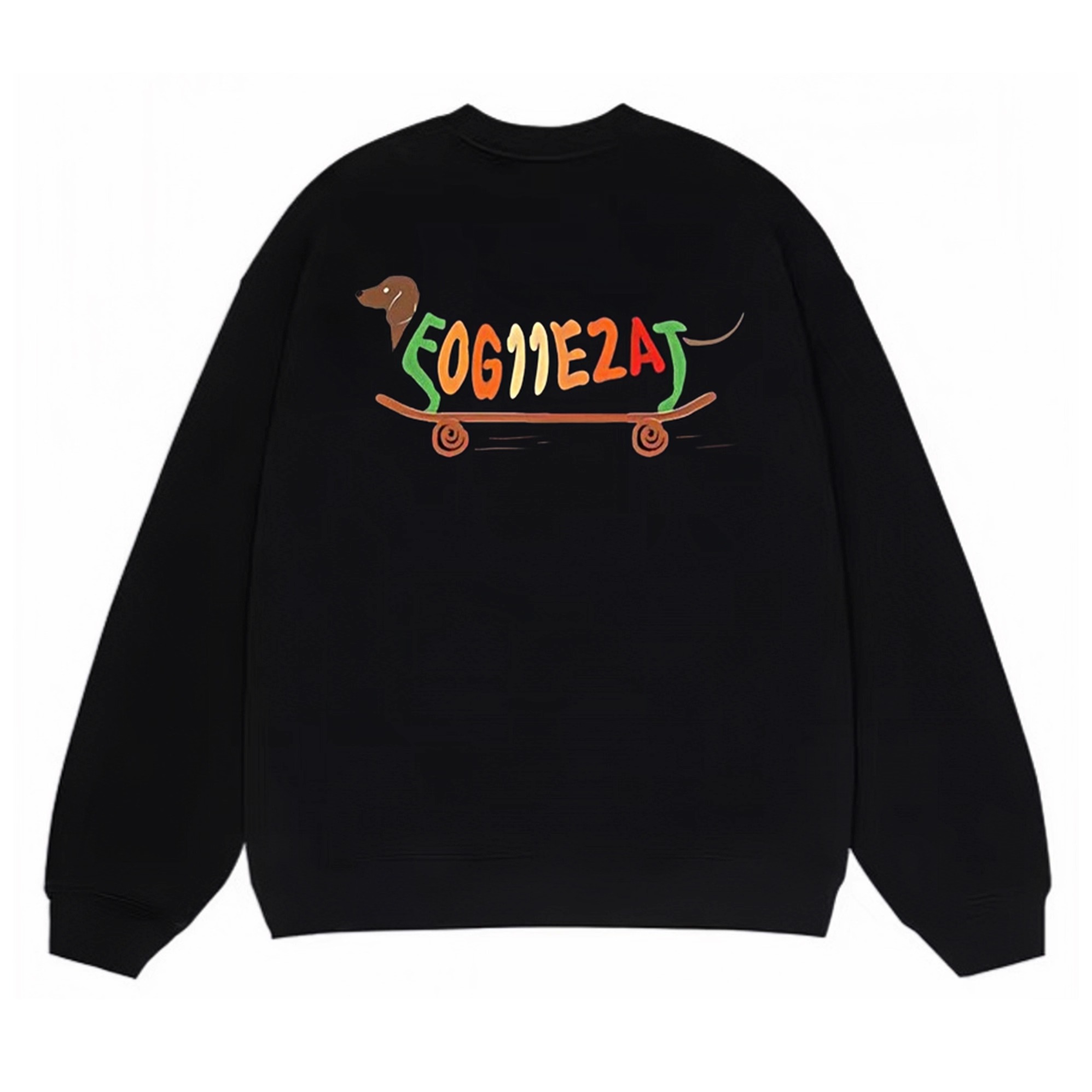 WE11DONE TRACK*25AW小众潮牌高街小狗印花情侣款圆领宽松卫衣男