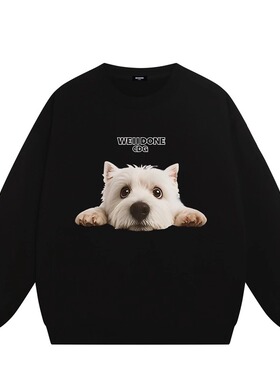 WE11DONE CDG*25AW美式潮牌西高地狗狗印花情侣百搭休闲加绒卫衣