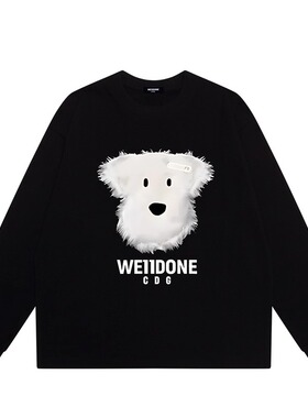 WE11DONE TRACK*25AW美式潮牌小狗印花情侣宽松纯棉长袖t恤打底衫