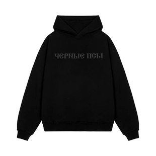 KANYE CRAZY*25AW美式潮牌俄文字母印花情侣款宽松休闲连帽卫衣男