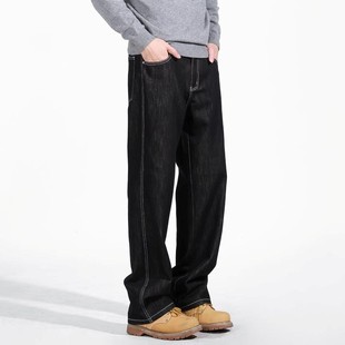 宽松直筒休闲长裤 25AW小众潮牌复古植绒加绒牛仔裤 男 Blur Florki
