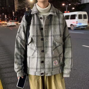 港风毛呢大衣男风衣2025春款学生宽松ins呢子外套j916P90