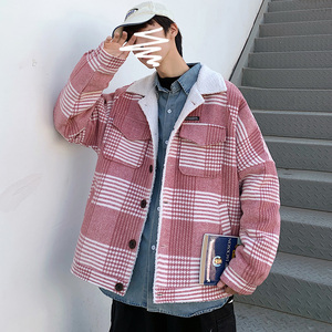 港风宽松男棉衣羊羔毛加厚保暖毛呢大衣外套 M1511 P110 控138起图片