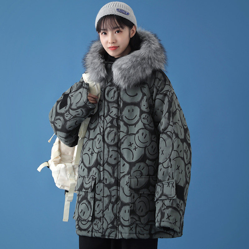 冬情侣棉衣连帽宽松大毛领加厚棉服棉袄外套 M612 P135 178起图片