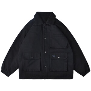 2020棉服男宽松羊羔毛外套港风棉衣冬加厚加绒 M1912 P120 控158图片