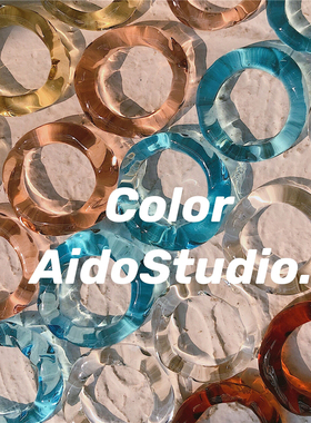 aidostudio自制夏日玻璃戒指指环多色透明感戒指