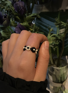 自制韩国ylyl 手工串珠饰品tin tin小花朵戒指