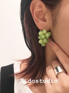 ins日本可爱葡萄耳环耳钉创意夸张饰品耳钉
