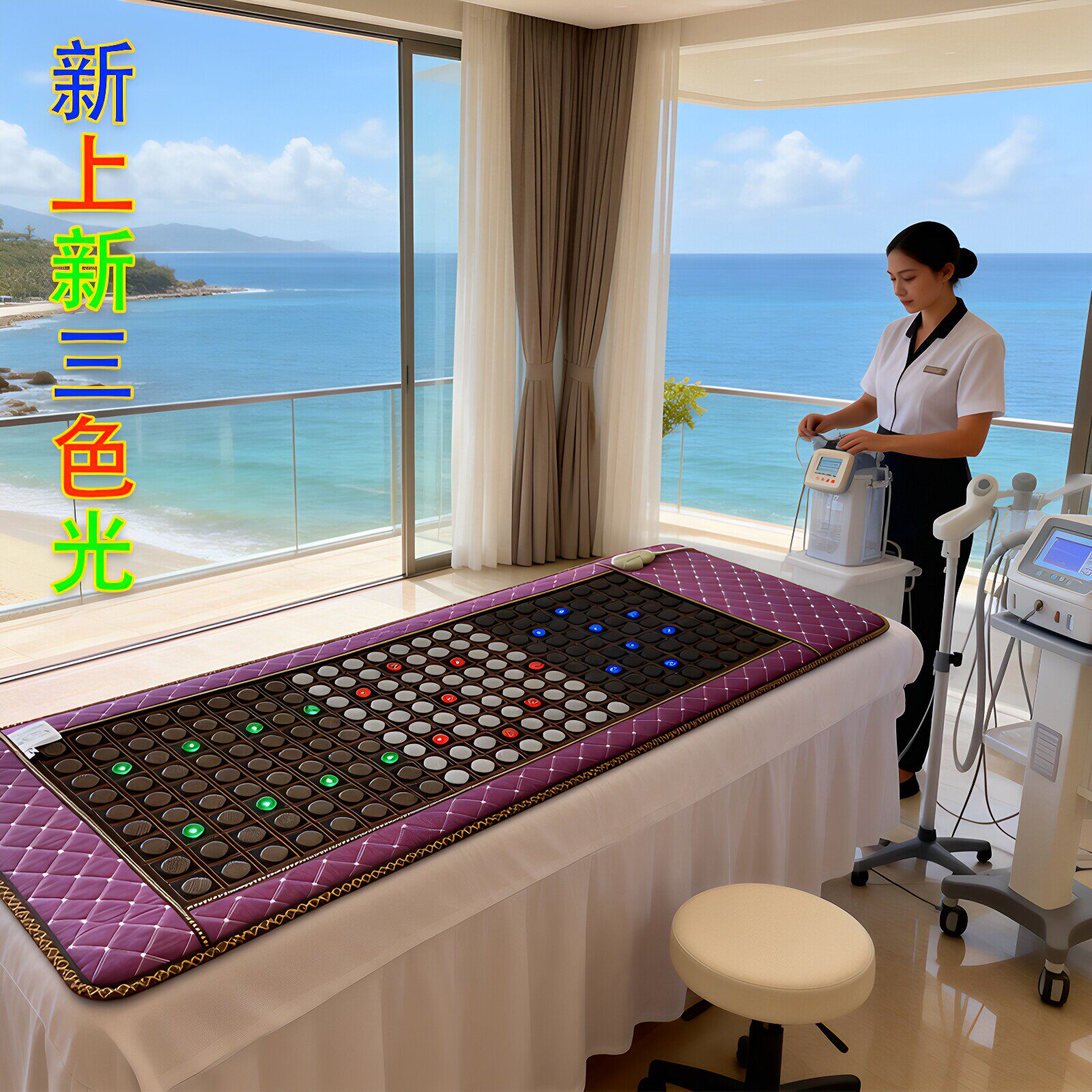 御荣玉石砭石火山石锗石电气石托玛琳加热能量床垫排酸出汗热疗