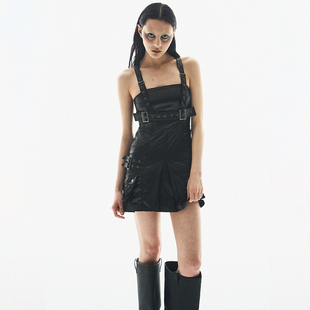 24SS 纹理光感金属可调节背心百褶连衣裙 ATOMS BORON