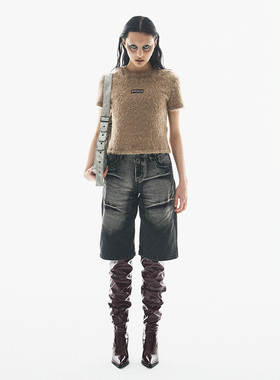 BORON ATOMS(BA) 24SS 夏季女短袖修身定制果冻标双色短袖T恤