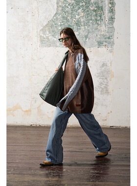 BORON ATOMS  三色拼接撞色双拉链宽松套头毛衣