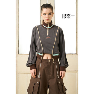 23SS双拉链复古拼色刺绣套头宽松长袖 BLINDNOPLAN BLIND