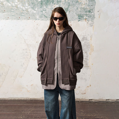 BORON ATOMS  解构拼接西服宽松连帽卫衣