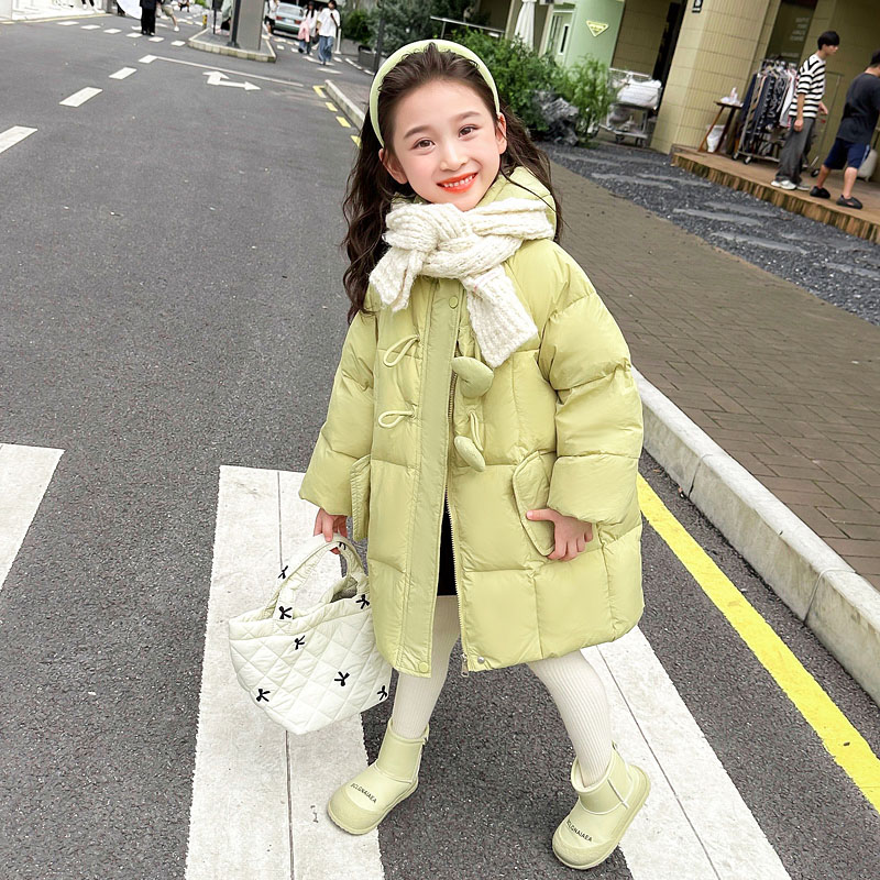 AGLFLIN女童轻薄羽绒服2025年冬季新款中大童韩版中长款儿童外套