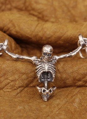 男士925银半身骨架囚徒吊坠