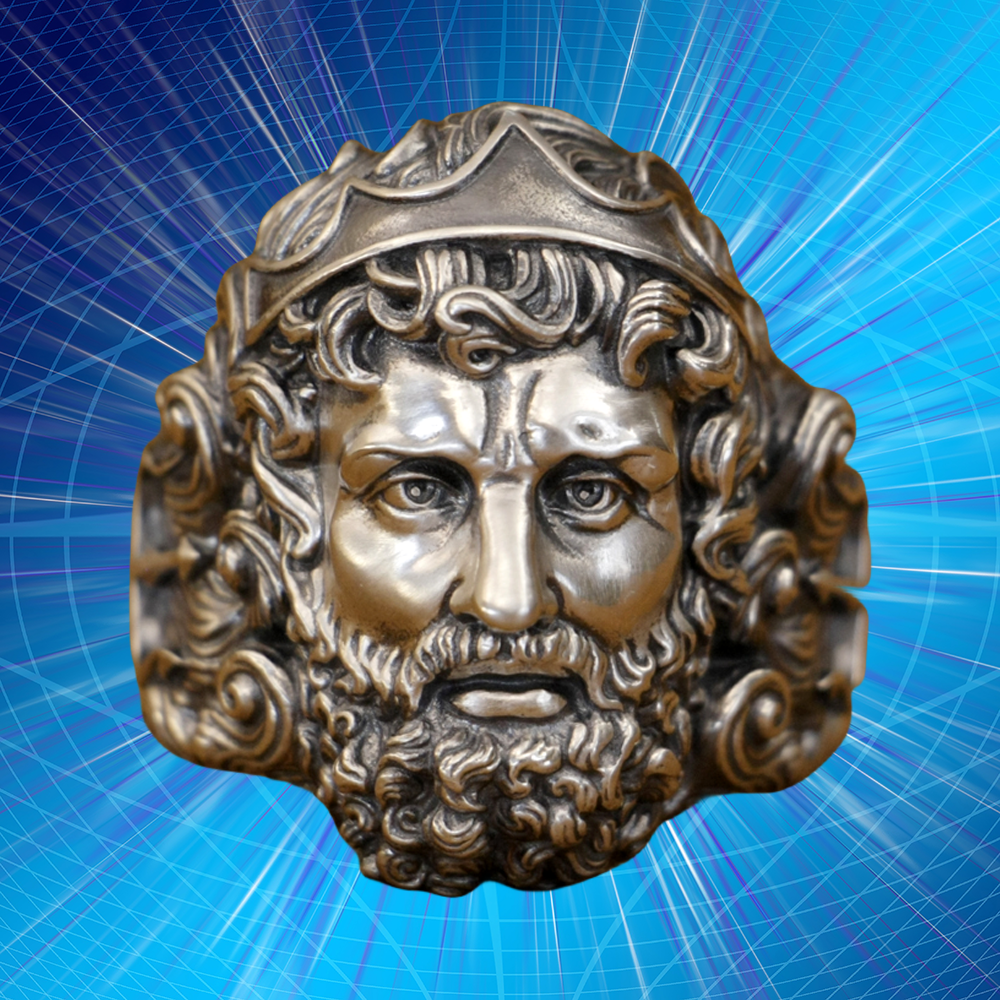 男士925银朋克复古波塞冬戒指