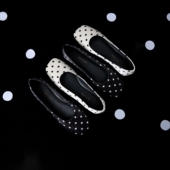 平底鞋 PrettyRiver复古黑白原创波点单鞋 女玛丽珍芭蕾舞浅口单鞋