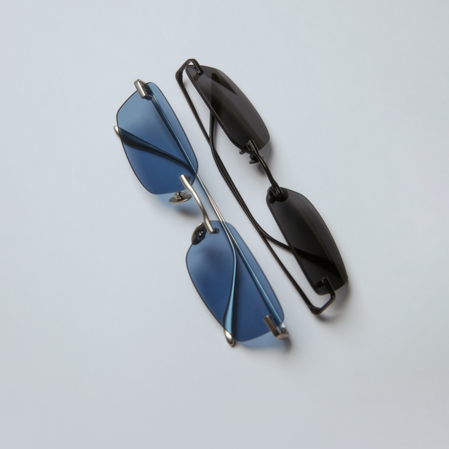 时髦复古千禧风长方形无框墨镜