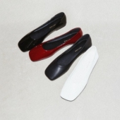 复古红色单鞋 女平底鞋 浅口鞋 PrettyRiver法式 软底胎牛皮芭蕾舞鞋