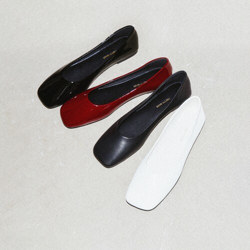 法式方头平底鞋浅口小牛皮芭蕾鞋