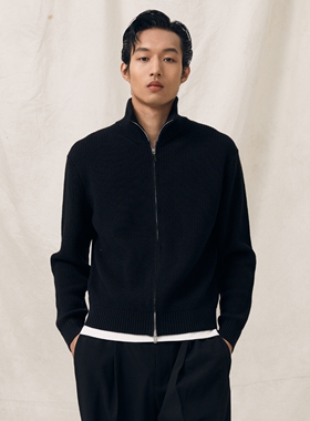 PrettyRiver立领拉链羊毛开衫毛衣男休闲针织衫外套双开拉链上衣