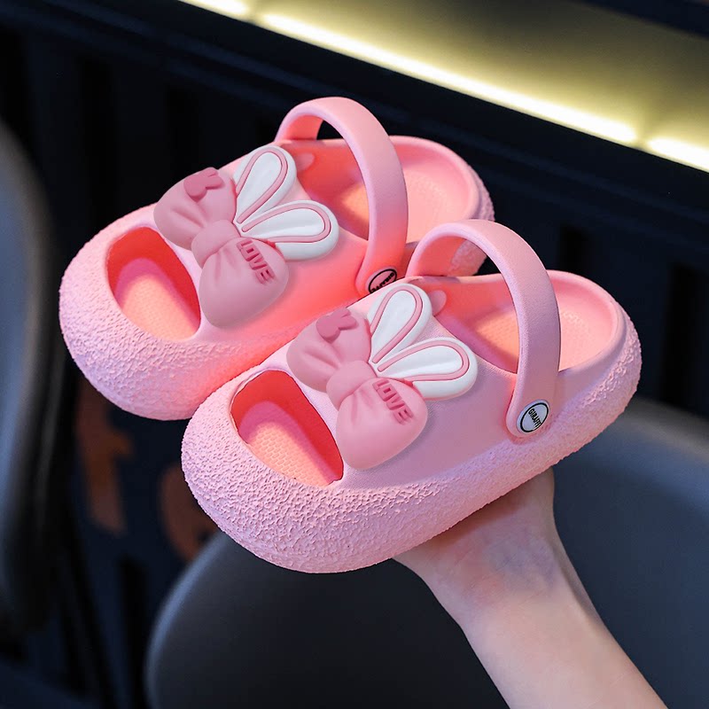 儿童洞洞鞋女孩可爱蝴蝶结宝宝包头软底防滑女童沙滩外穿夏季拖鞋