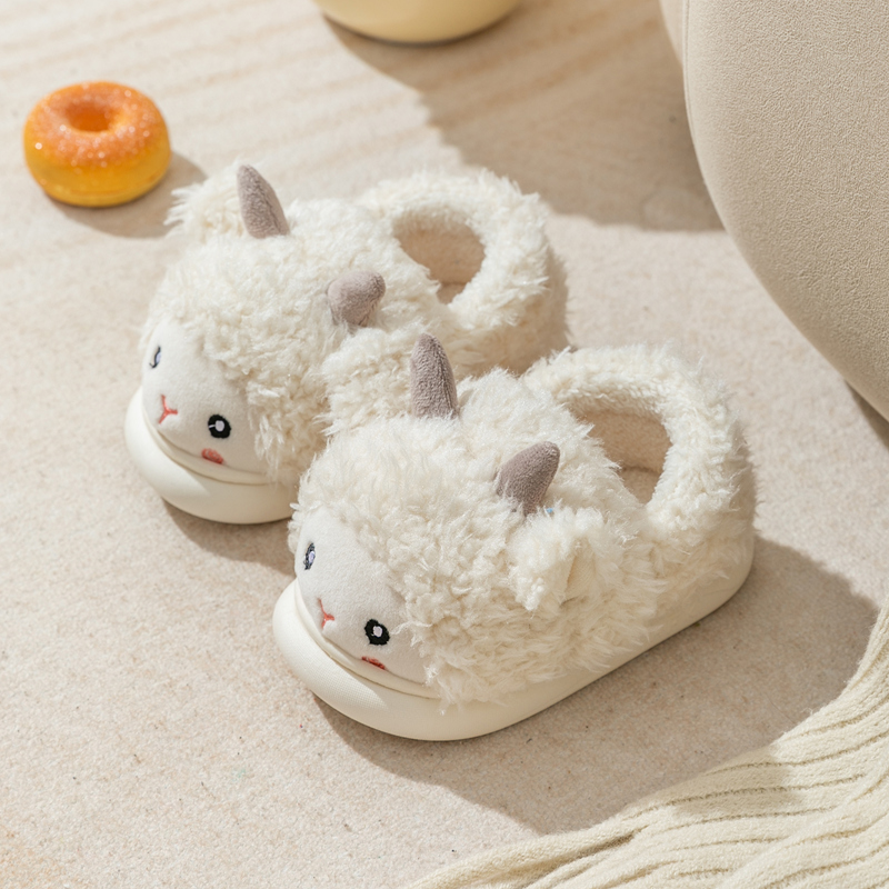 童年萌娃冬季卡通绵羊儿童棉拖鞋