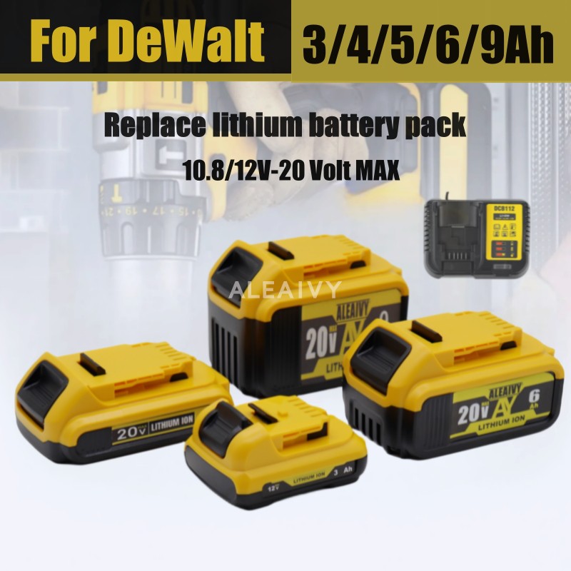 替代得伟20V 18V 12V 5AH 6Ah电池DeWalt DCB200手电钻角磨机电池