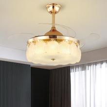 豪华水晶风扇灯吊扇灯新款轻奢网红客厅餐厅卧室法式一体照明灯具