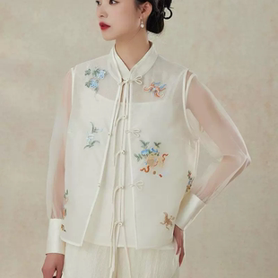 2026年春新品梨花庄专柜正品新中式国风桑蚕丝刺绣立领旗袍马甲特
