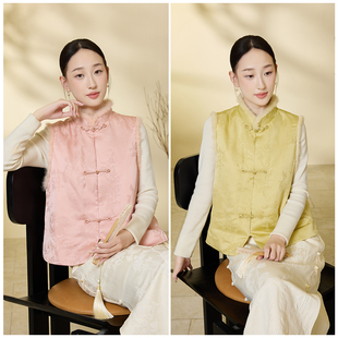 2025年新品梨花庄专柜国风精致宽松水貂毛刺绣高端新中式马甲