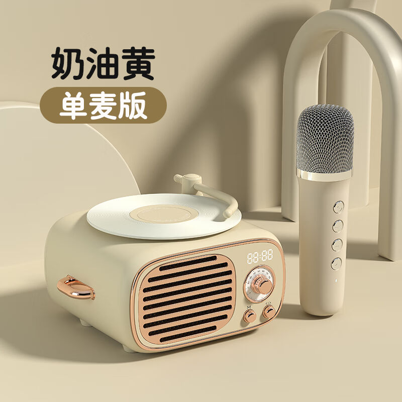 LOCOCK芯动蓝牙音箱麦克风K歌复古无线音响小型家用创意可爱音乐