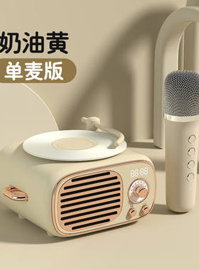 LOCOCK芯动蓝牙音箱麦克风K歌复古无线音响小型家用创意可爱音乐