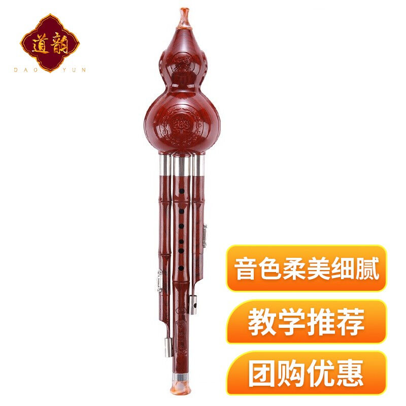 道韵葫芦丝初学者小学生儿童初学入门吹奏乐器三音葫芦丝仿红木色