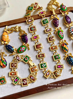 多款中古时尚个性金属几何双层锁骨链复古宫廷风走秀项链大气项饰