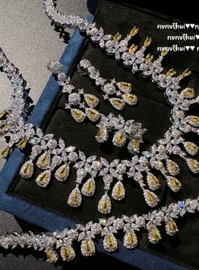 新娘皇冠水滴锆石项链镀18K金