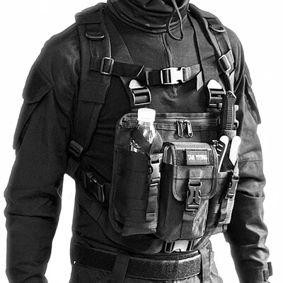 德毅营 户外机车骑行胸包军迷战术机能马甲背心包胸前挂包多口袋