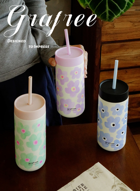 GraFree保温杯大容量女生高颜值吸管杯便携杯子夏季水杯咖啡杯