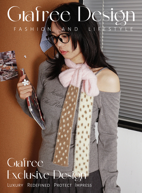 GRAFREE原创法式毛绒围巾女高级感冬季新款百搭保暖细窄围脖礼物