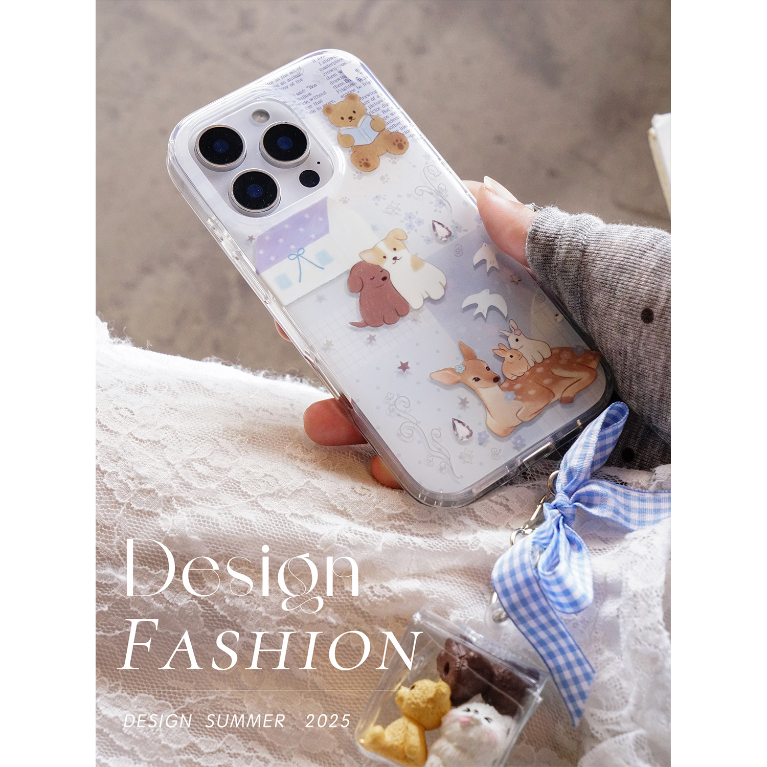 GRAFREE.原创动物的快乐家园手机壳适用iphone17promax 16pro渐变15pro苹果14挂件蝴蝶结软壳硅胶全包