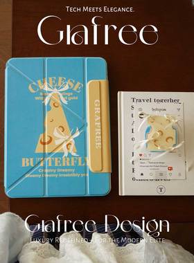 GREFREE.原创设计海盐芝士适用于ipad磁吸保护壳三折air67平板套pro11寸 13寸mini6/7防弯奶蓝全包软边保护套