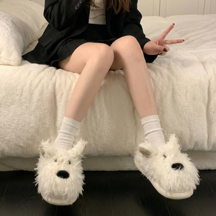 可爱潦草小狗棉拖鞋2025新秋冬保暖厚底家用室内居家保暖棉拖情侣