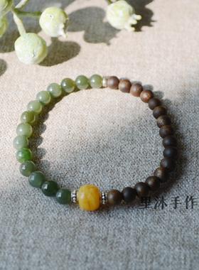 碧玉蜜蜡沉香手链手串