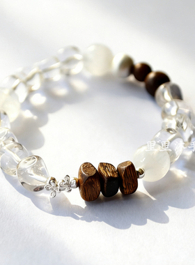 雪楹原创白水晶白幽灵925银手链