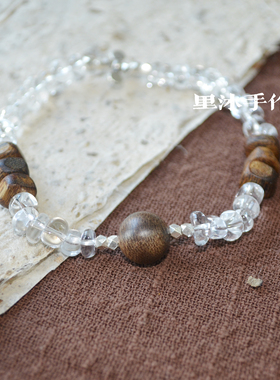 白水晶沉香925银手链百搭礼物